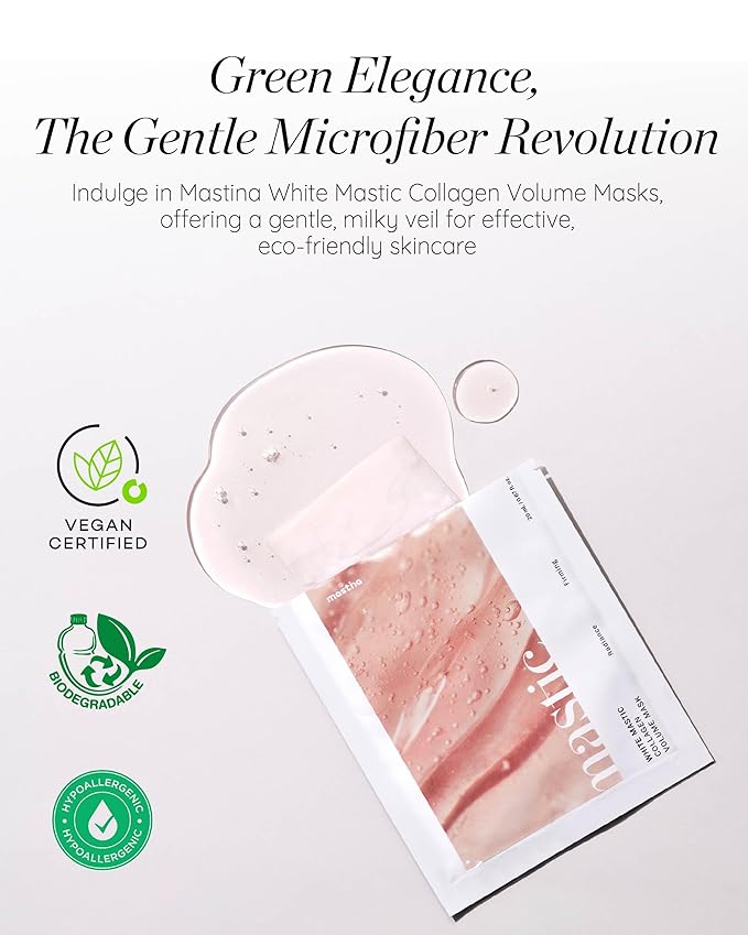 MASTINA White Mastic Face Mask (Collagen Volume, 4 pc) Premium Korean Skin Care for Elasticity &