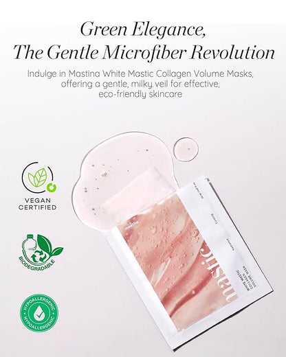 MASTINA White Mastic Face Mask (Collagen Volume, 4 pc) Premium Korean Skin Care for Elasticity &
