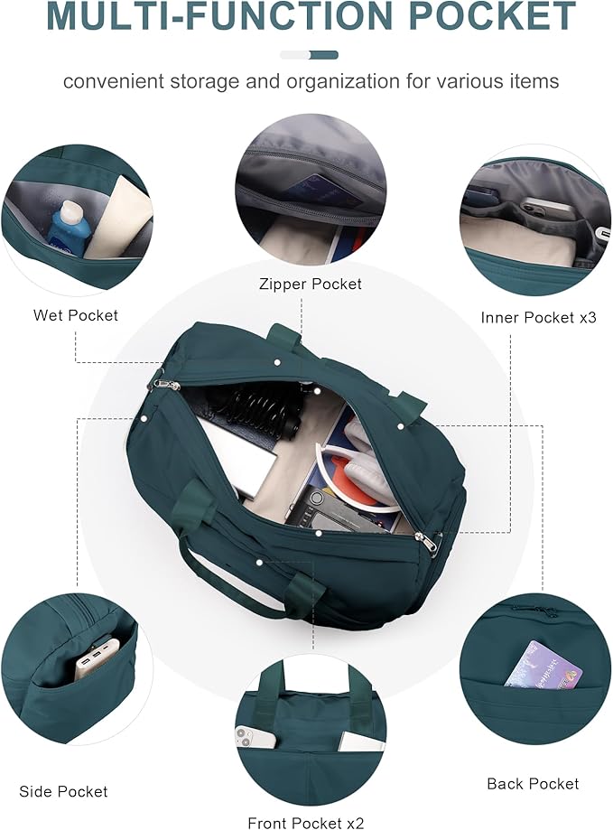 Gym Bag for Women Men, Sport Duffel Bag with Toiletry Bag & Shoe Compartment,Waterproof Travel