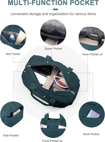 Gym Bag for Women Men, Sport Duffel Bag with Toiletry Bag & Shoe Compartment,Waterproof Travel