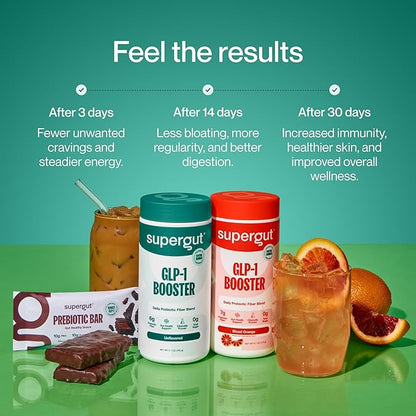 Supergut Gut Healthy GLP-1 Booster - High Fiber GLP-1 Supplement Powder for Women & Men