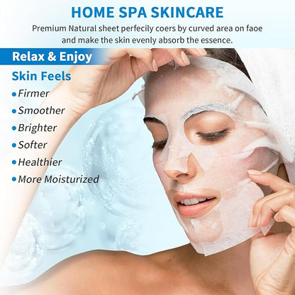 12 Pack Sheet Face Masks Skincare, Collagen Face Mask Hyaluronic Acid Hydrating Face Sheet Masks
