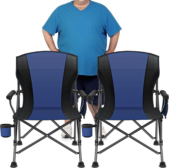 2 Pack Oversized Folding Camping Chair for Adults, Supports 450 LBS Camping Chairs, Heavy Duty