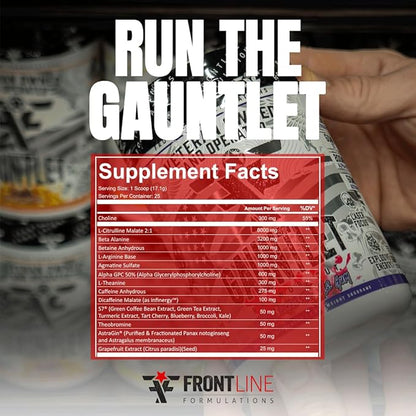 Gauntlet Pre-Workout Powder, Explosive Workouts, Laser Focus, Mid Stim, Amazing Flavor, Veteran