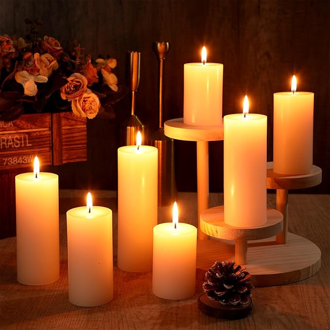 MTLEE 36 Pcs Pillar Candles Bulk Unscented Candle Set 38 Hour Long Burning Dripless for Dinner