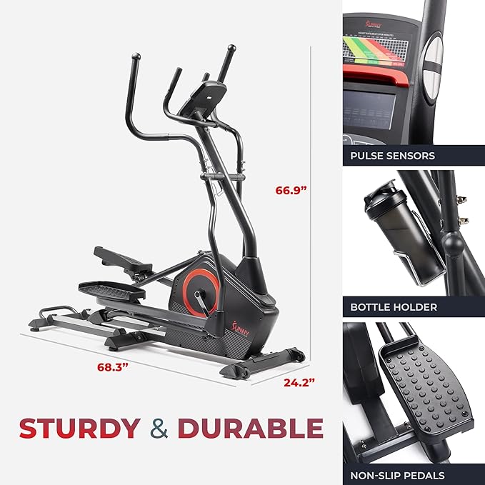 Sunny Health & Fitness Full Body Workout Elliptical Trainer with Digital Performance Monitor, Low