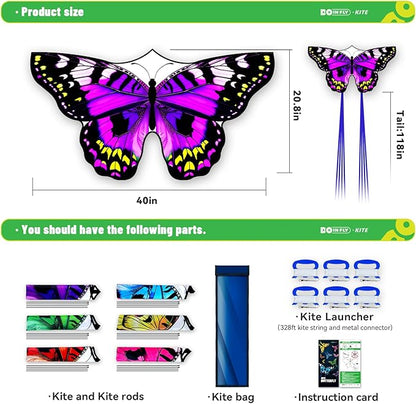 Butterflys for Kids, Beautiful Kite Easy to Fly for Beginners with 328 ft Line & Line Winder