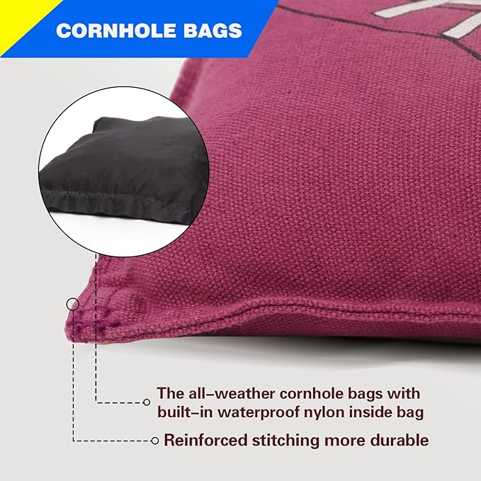 GSE Games & Sports Expert Set of 8 Premium Weather Resistant Cornhole Bags. Regulation Size and