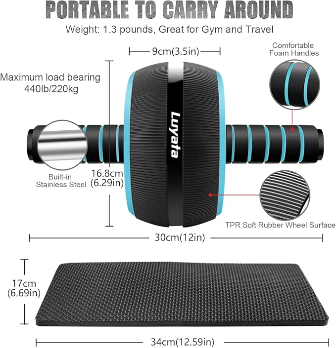 Ab Roller Wheel, 10-In-1 Ab Exercise Wheels Kit with Resistance Bands, Knee Mat, Jump Rope, Push-Up