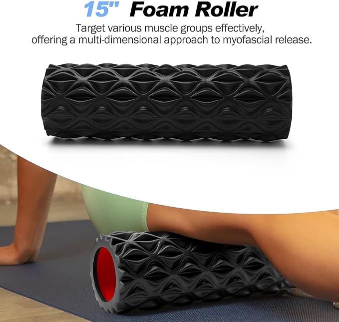 5 in 1 Foam Roller Set Trigger Point Foam Roller, Massage Roller Stick, Massage Ball, Stretching