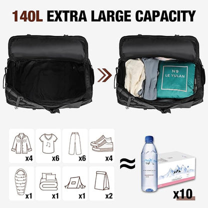 REDCAMP 85L/120L/140L Foldable Duffle Bag with Wheels, Large Travel Duffel Bag