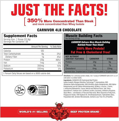 MuscleMeds CARNIVOR Beef Protein Isolate Powder, Muscle Building, Recovery, Lactose Free, Sugar