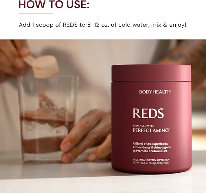 BodyHealth Reds Enhanced with PerfectAmino - Daily Superfood Smoothie Powder with Antioxidants