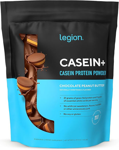 LEGION Casein+ Casein Protein Powder (Chocolate Peanut Butter) - Slow-Release Micellar Protein