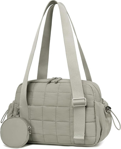 CAMTOP Mini Gym Bag for Women, Small Gym Tote Bag Puffy Quilted Sports Duffel Bag with Wet