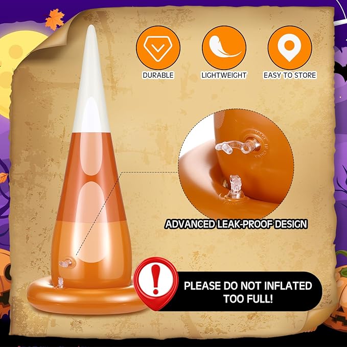 16 Pcs Halloween Inflatable Ring Toss Games Kit Candy Corn Ring Toss Game with Air Pump for
