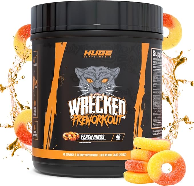 Wrecked Pre Workout Powder, Advanced Formula, Boosts Energy, Focus, Pumps & Performance, 10g