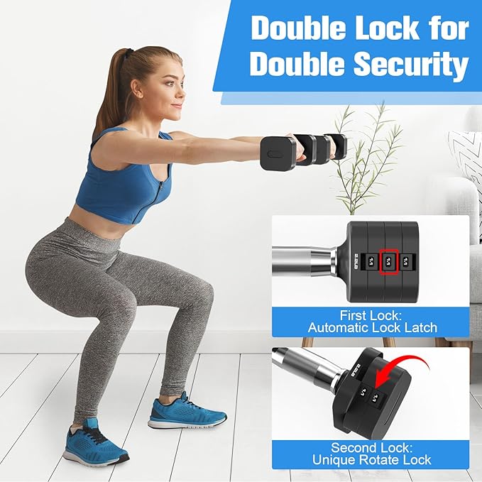 22LBS Adjustable Dumbbells Set, Adjustable Weight Dumbbells with 4 Levels 4.4lb, 6.6lb, 8.8lb