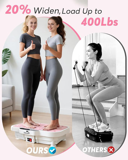 Vibration Plate Exercise Machine, 8000 Vibrations/min Adjustable Fitness Platform, 400 Lbs Capacity