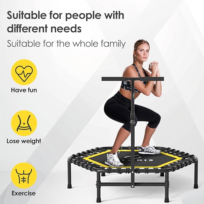 CLORIS 45'' Rebounder Trampoline for Adults - Max Load 450lbs, Mini Trampoline with Adjustable Foam