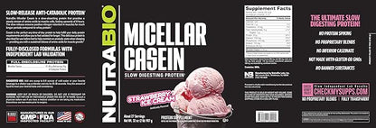NutraBio Casein Protein Powder, Micellar Casien Powder, 25g Slow Digesting Protein, Helps Keep You