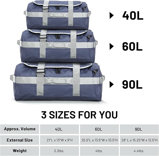 MIER Water Resistant Backpack Duffle Heavy Duty Convertible Duffle Bag with Backpack Straps for