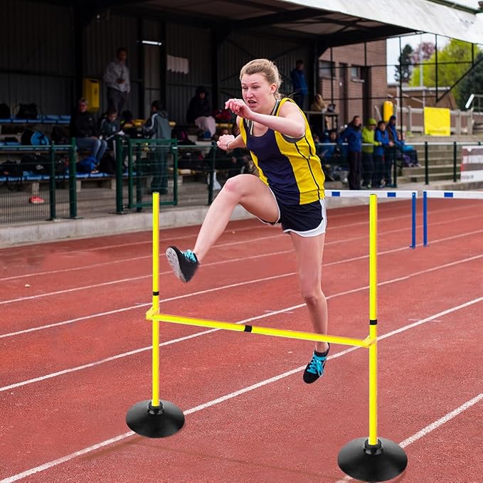 Adjustable Height Agility Hurdle Set Multi-Function Soccer Trainning Pole Set Coaching Sticks with
