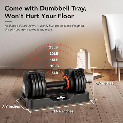 25/55 lbs Pair Adjustable Dumbbells Set, Adjustable Weights Dumbbells Set for Men and Women with