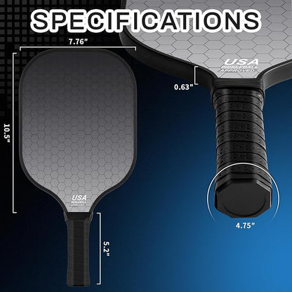 99.9% T300 Carbon Fiber Lightweight Pickleball Paddles Set of 2 Indoor Outdoor Games Equipment