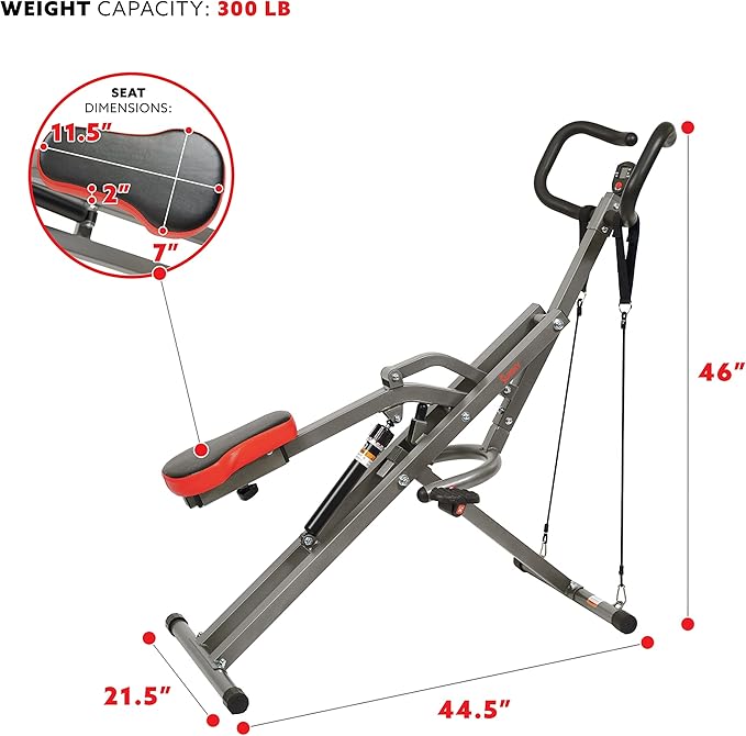Sunny Health & Fitness Row-N-Ride PRO, Full Body Combo Squat Machine w/Optional Resistance Band