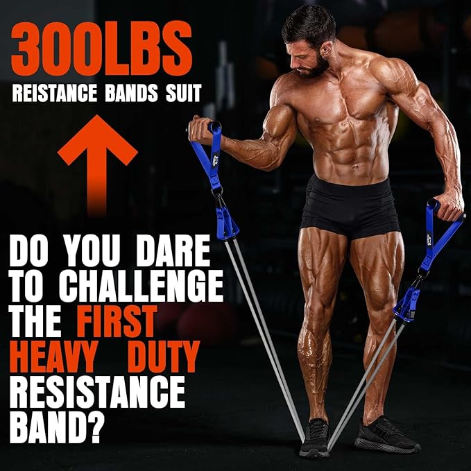 Heavy Resistance Bands for Working Out, 300LBS Exercise Bands with Handles, Workout Bands for Men