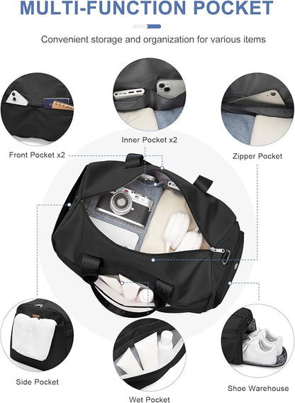 Gym Bag for Women Men with Shoe Compartment, Sport Duffel Bag, Waterproof Travel Weekender