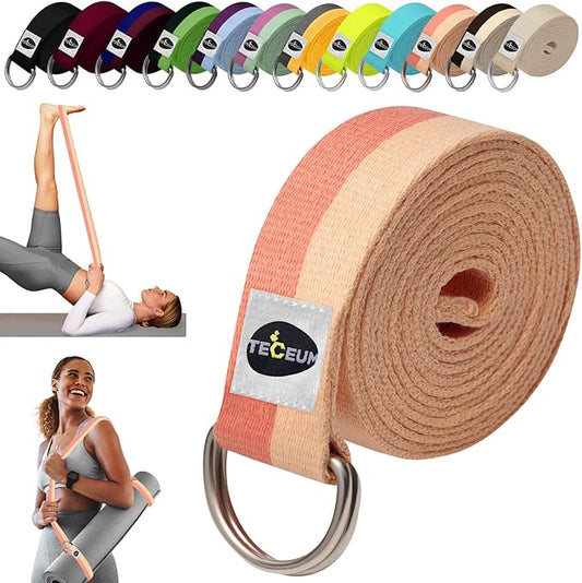 TECEUM Yoga Strap & Mat Strap – 2 IN 1 – Cotton – 6 ft 8 ft 10 ft (30+ colors) – Adjustable