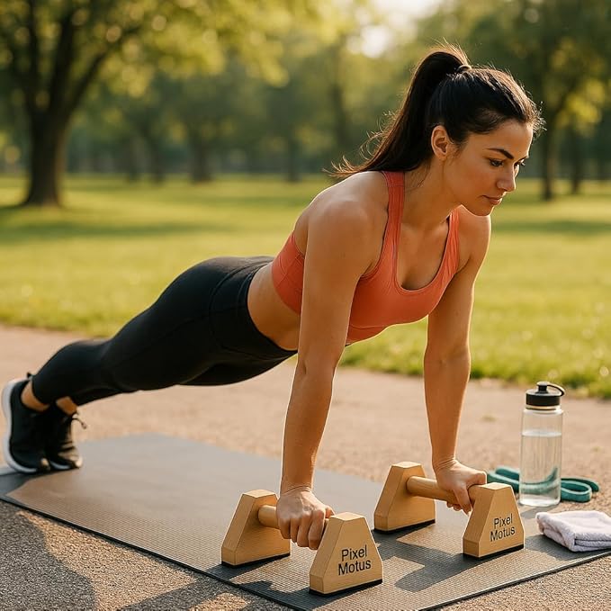 Wooden Parallettes Bars Calisthenics Push Up Bars for Handstand Dips & Balance Training Solid Wood