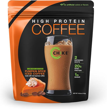 Chike Pumpkin Spice High Protein Iced Coffee, 20 G Protein, 2 Shots Espresso, 1 G Sugar, Keto