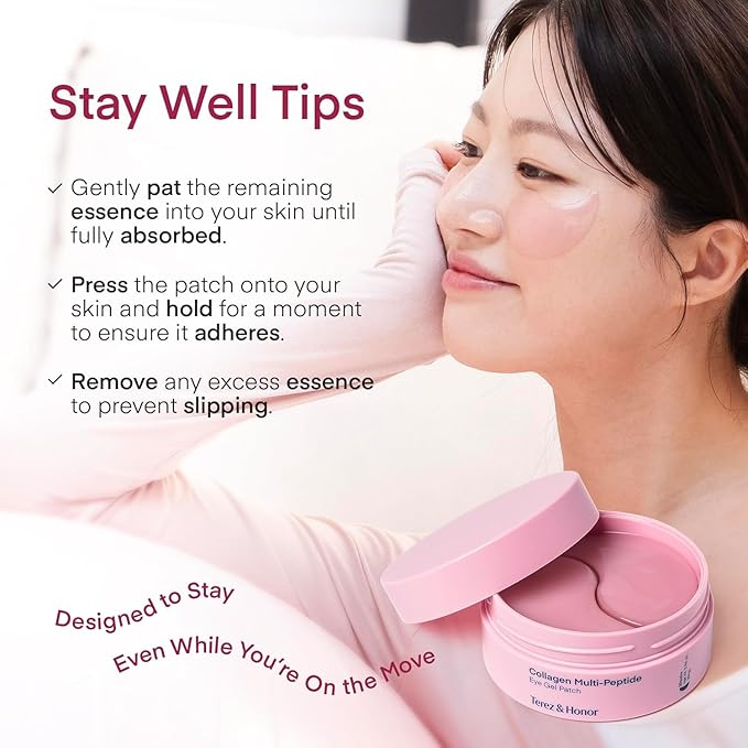 Terez & Honor Collagen Face Mask 4-Pack & Eye Patches 60 Pcs Hydrogel Set - Korean Self Care for