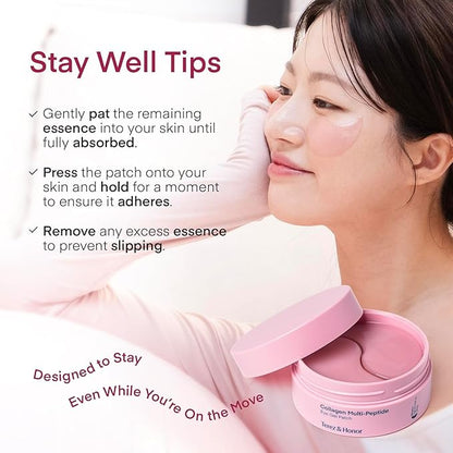 Terez & Honor Collagen Face Mask 4-Pack & Eye Patches 60 Pcs Hydrogel Set - Korean Self Care for