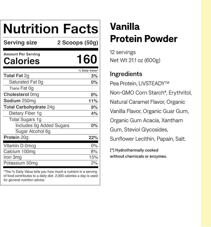 UCAN Energy + Plant Protein Powder - Vegan Plant Based Protein 20g Pea Protein with Amino Acids