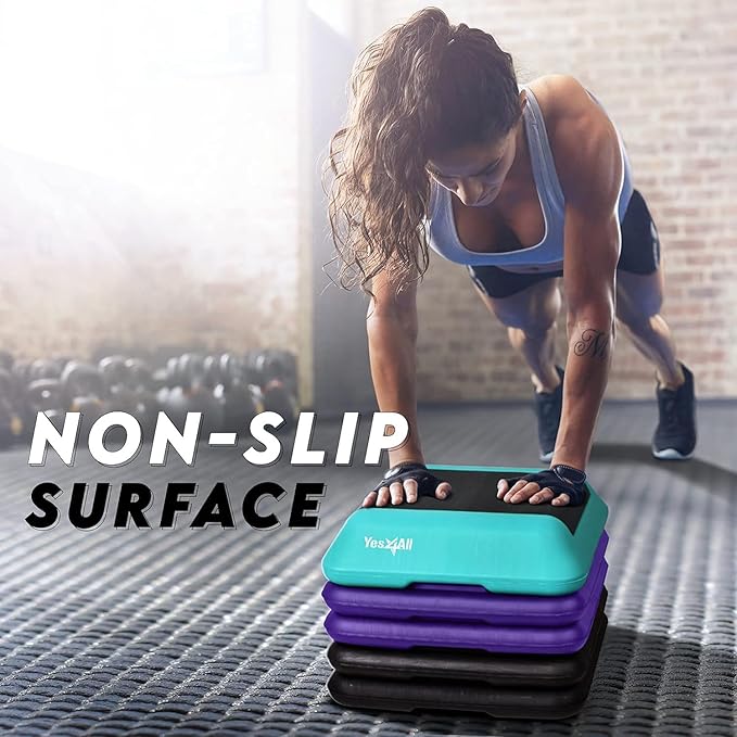 Yes4All 16"x16" Adjustable High Step Aerobic Platform with 4 Risers, Height-Adjustable