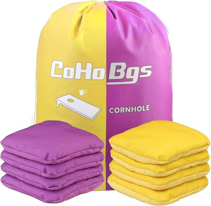 CoHoBgs Corn Hole Bags Set 8, Professional Cornhole Bags Dual-Sided Slick & Stick Resin Filled