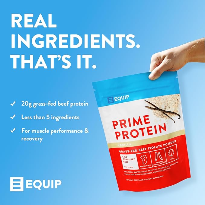 Equip Foods Prime Protein Powder | Clean, Grass Fed Beef Protein Powder | Carnivore Protein Isolate