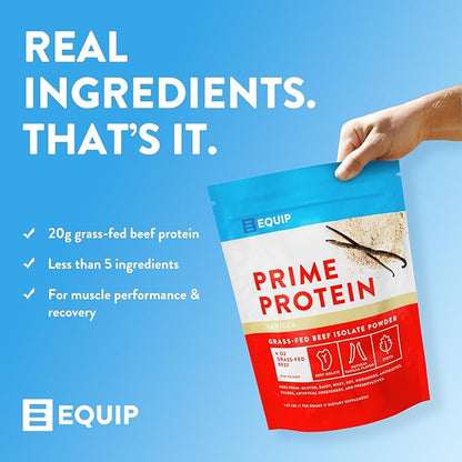 Equip Foods Prime Protein Powder | Clean, Grass Fed Beef Protein Powder | Carnivore Protein Isolate