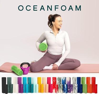 Oceanfoam Tidal Roller - Algae Green - Muscle Massage Foam Roller for Back Pain & Stretching - Firm