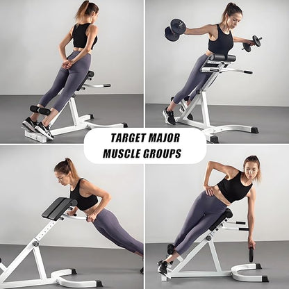 Roman Chair Back Extender - Angle & Height Dual Adjustable Hyperextension Bench for Home Gym