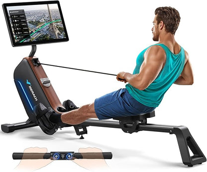 MERACH Rowing Machines for Home, Powerful Electromagnetic Row Machine with 51.2" Extended Rail