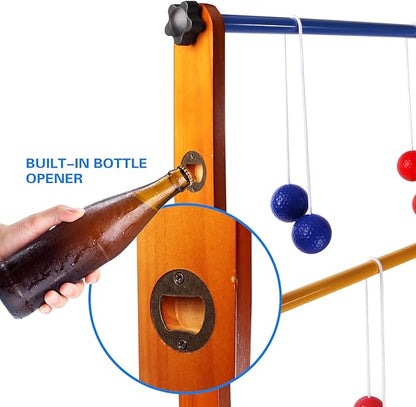 GSE Games & Sports Expert Premium Solid Wood Ladder Ball Toss Game Set with Ladder Ball Bolas &