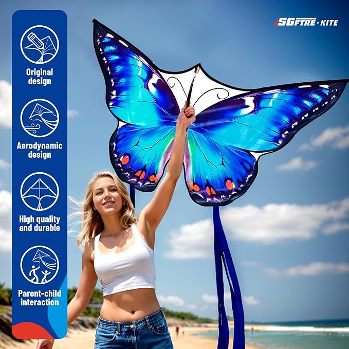 Beautiful Butterfly Kites for Boys and Girls,Large Easy to Flyer with String and Handle,Beach Kite