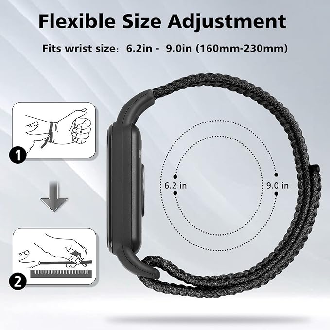 YCHDDER Solo Loop Nylon Bands Compatible with Amazfit Band 7 Straps,Soft Breathable Comfortable