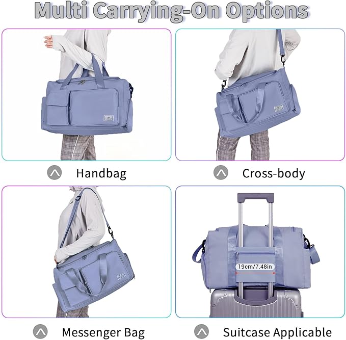 FIORETTO Women's Gym Duffle Bag with Shoes Compartment, 37L Capacity, Ideal for Travel, Gym