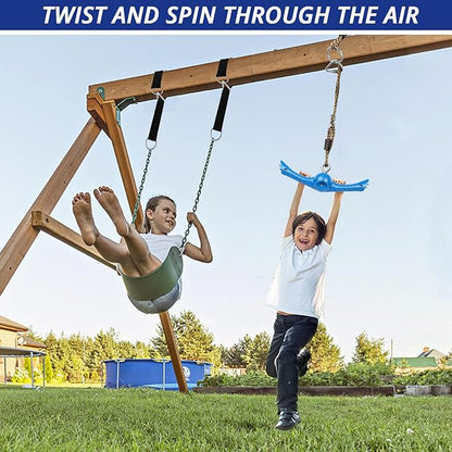 Ninja-Twister Swing Spins Set: Slackline Attachments - 360° Handle Twist-Spin Flips Toy Activate